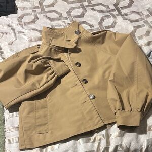 Steve Madden Tan Trench-Style crop Jacket- brand new. Size Small. Fits baggy